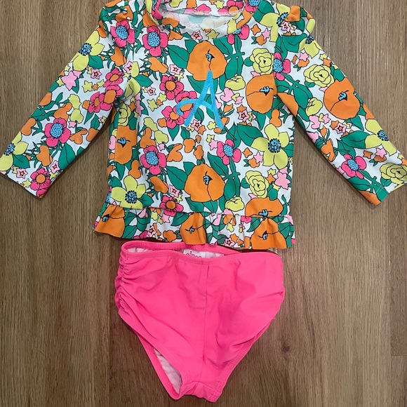 Circo Swim Circo Neon Floral A Monogram Rash Guard Set Poshmark